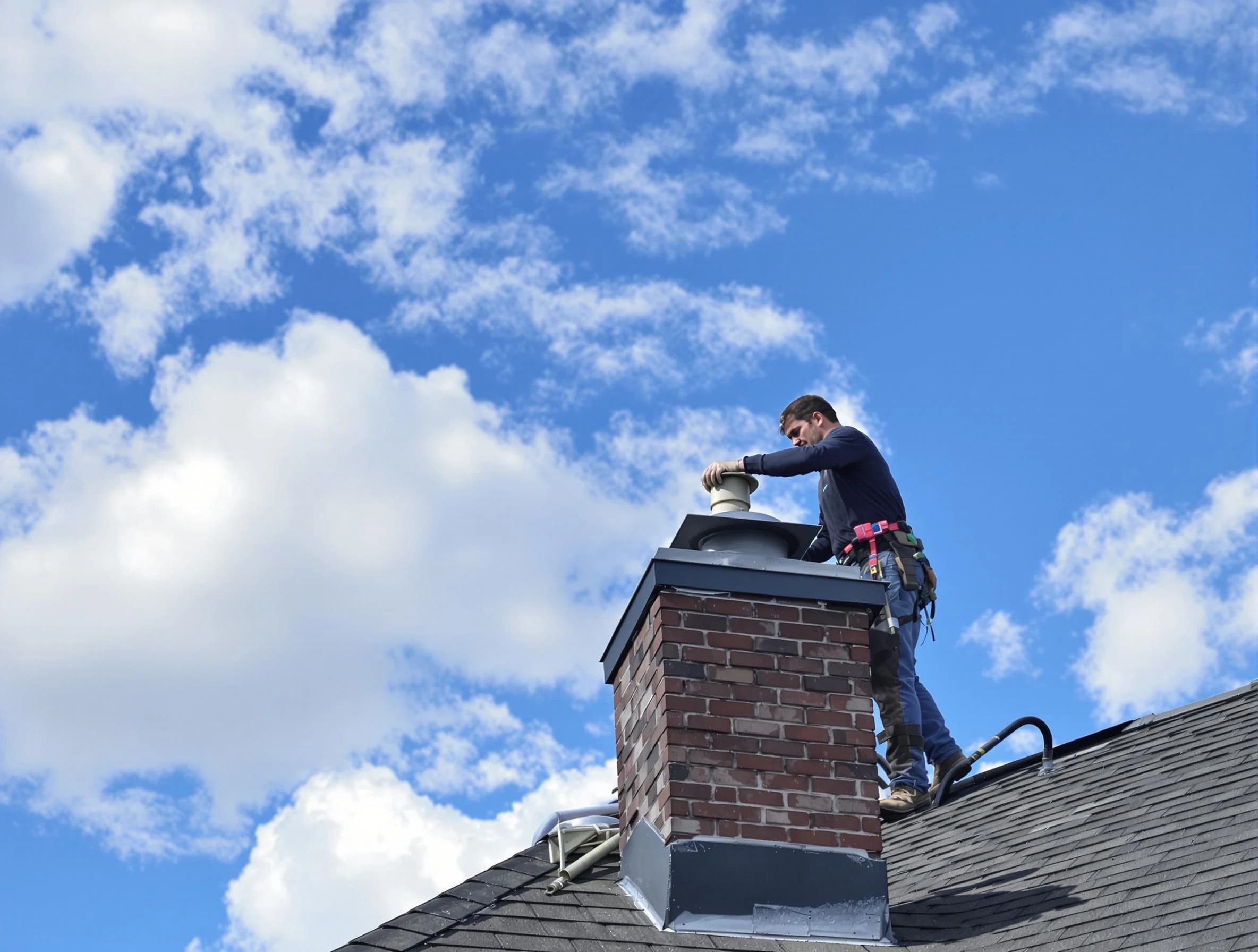 Hingham Chimney Sweep installing a sturdy chimney cap in Hingham, MA