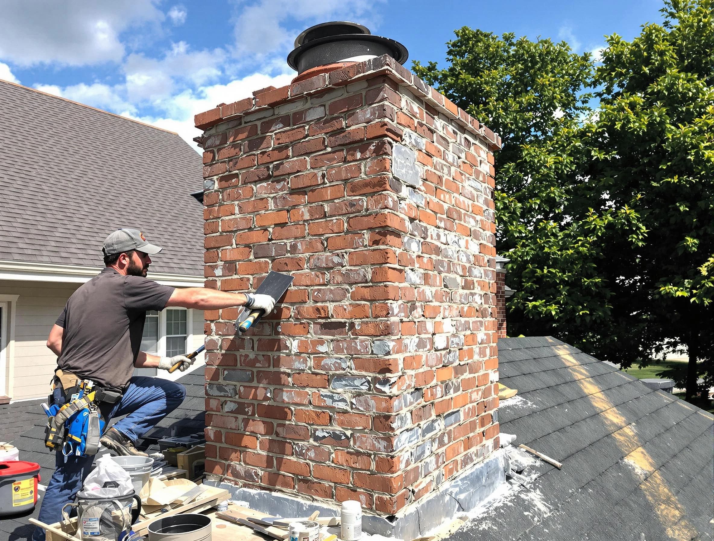 Completed chimney rebuild by Hingham Chimney Sweep in Hingham, MA