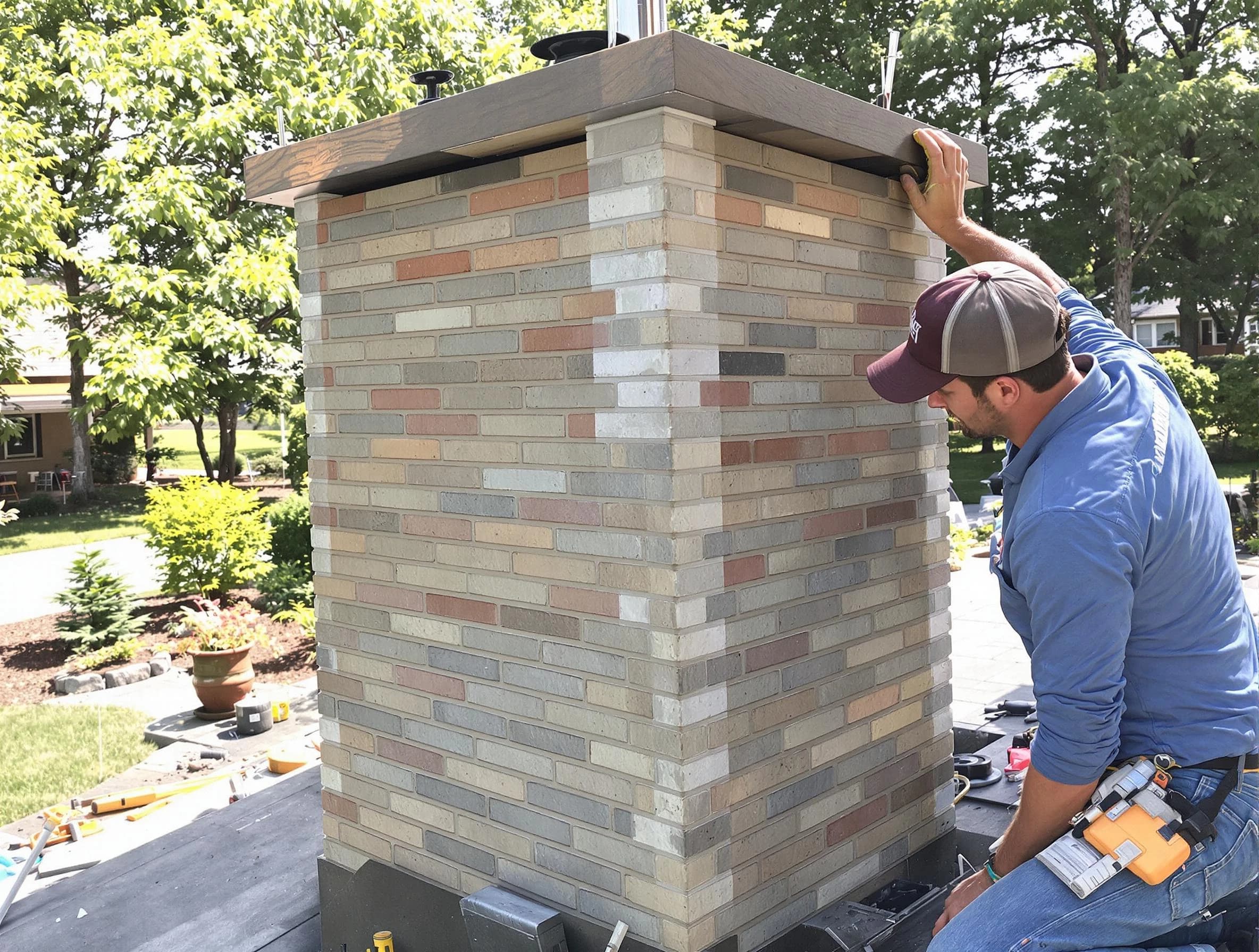 Hingham Chimney Sweep completing a modern chimney remodel in Hingham, MA