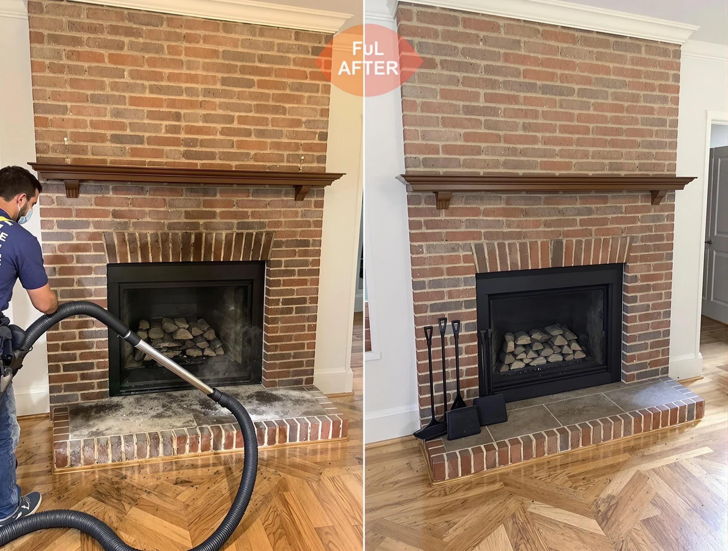 Hingham Chimney Sweep carefully sanitizing a fireplace in Hingham, MA