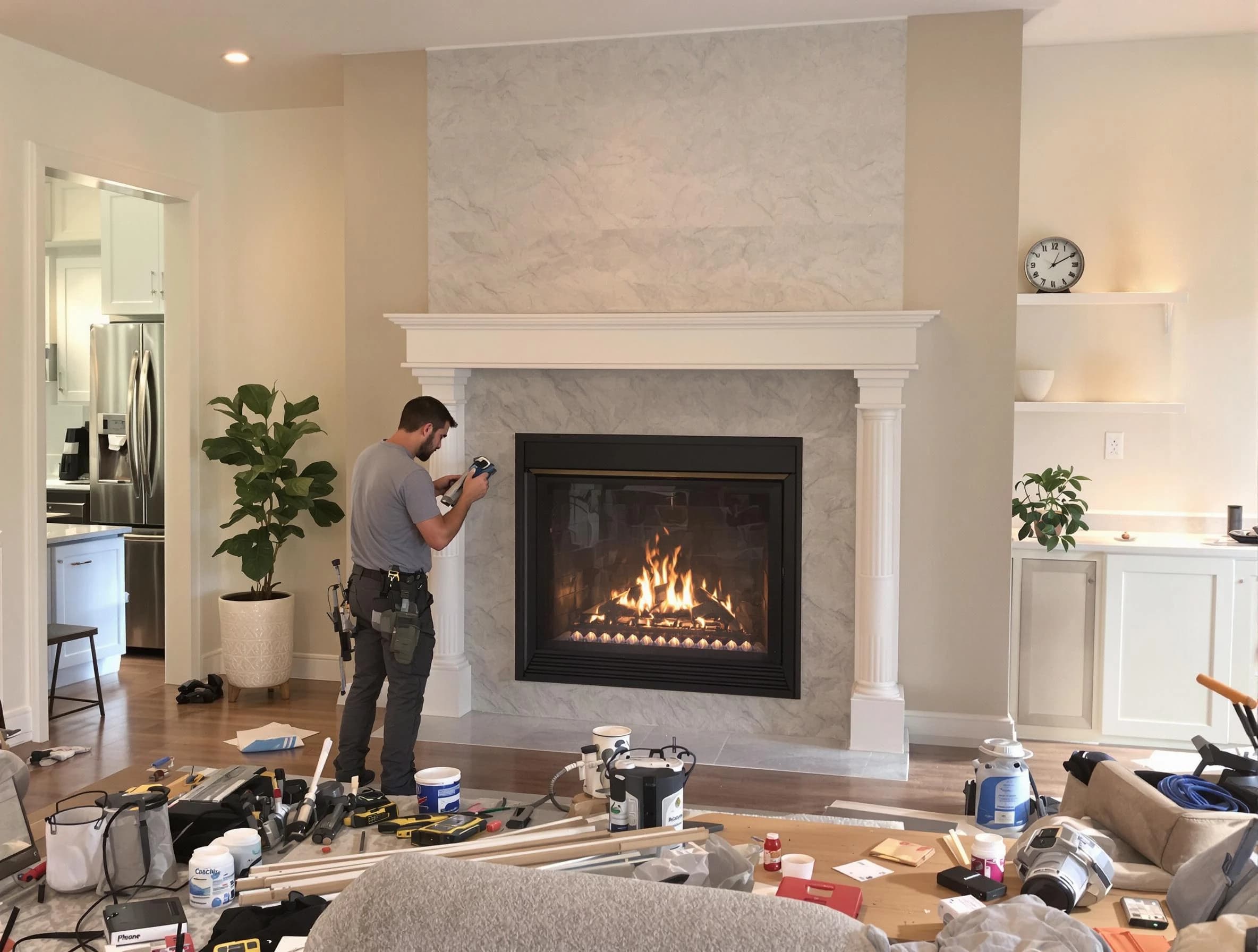 Newly installed fireplace by Hingham Chimney Sweep in Hingham, MA