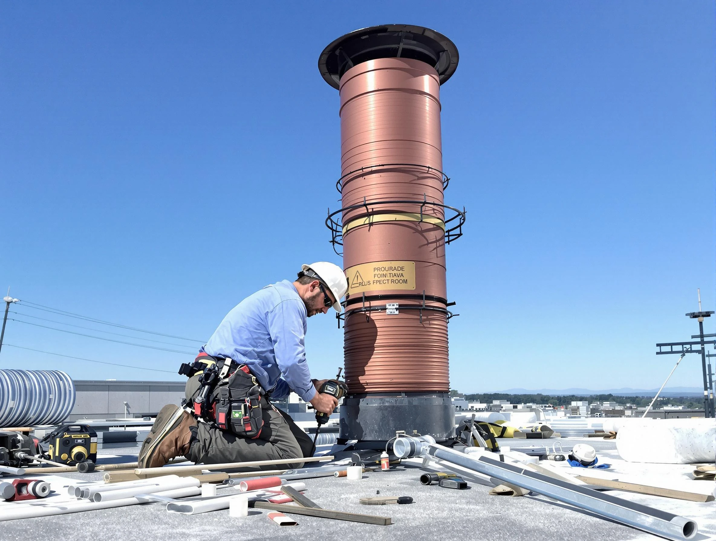 Installed chimney liner by Hingham Chimney Sweep in Hingham, MA