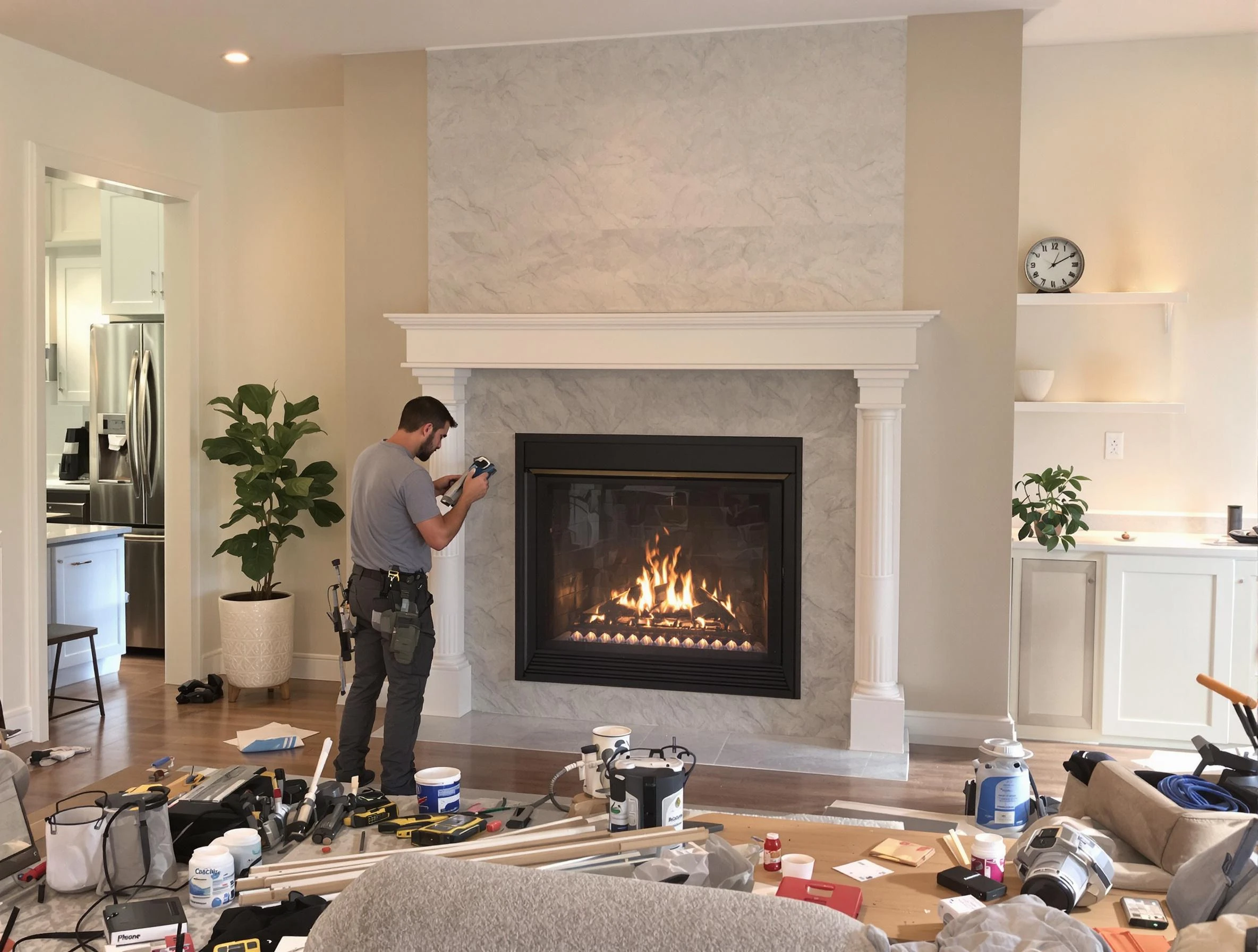Newly installed fireplace by Hingham Chimney Sweep in Hingham, MA
